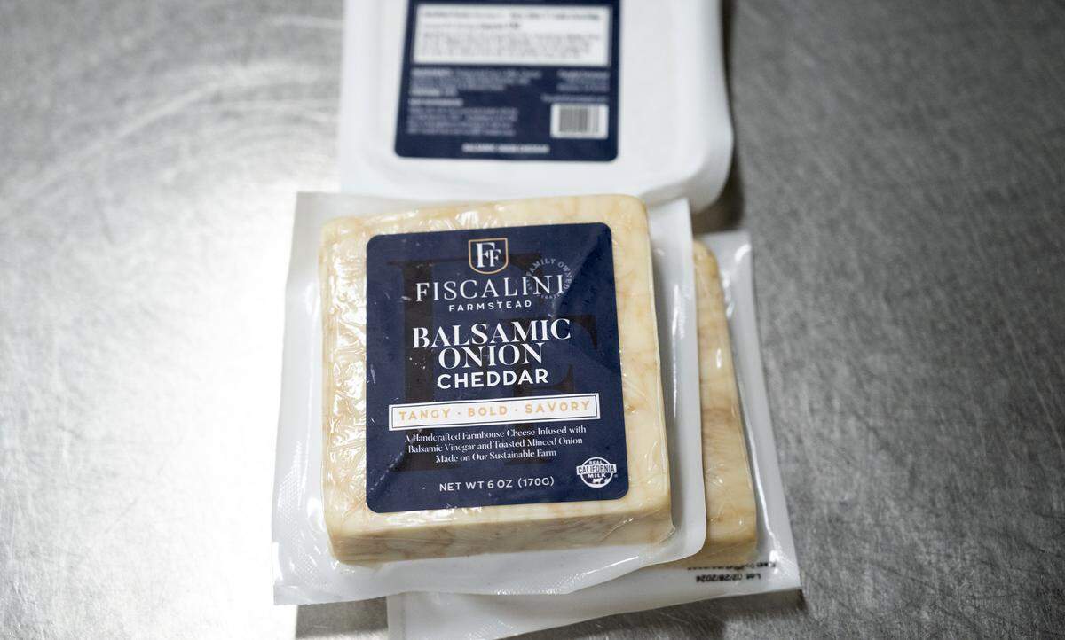 Balsamic onion cheddar cheese at Fiscalini Farmstead in Modesto, Calif., Wednesday, April 10, 2024.