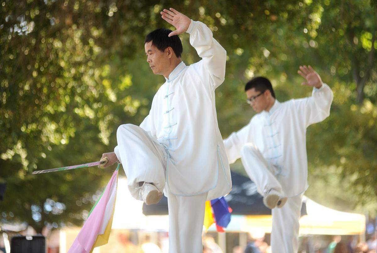 A Yang chi Tai Chi broad sword dance is performed during a past year’s International Festival.