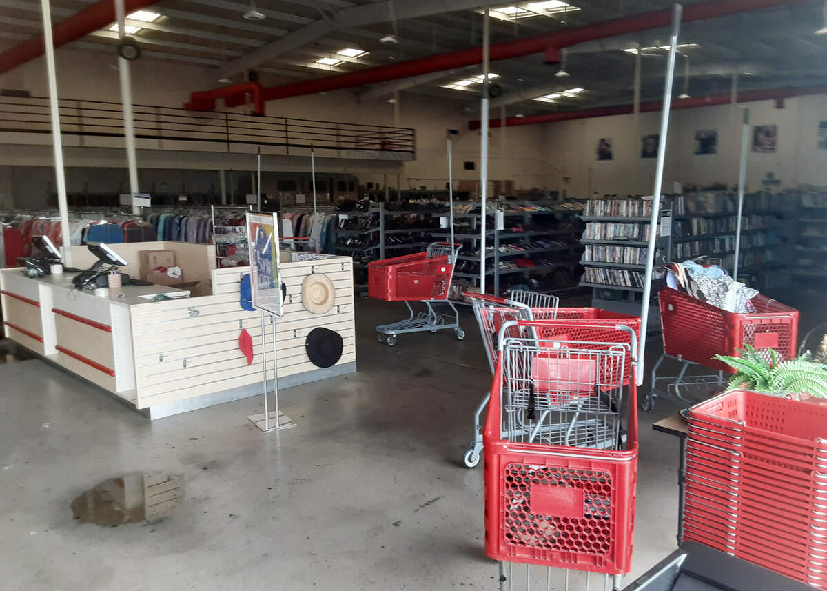 The Salvation Army Family Thrift Store & Donation Center on Friday after Thursday’s fire. The army hopes to reopen the story soon and has a trailer in the parking lot for donations.