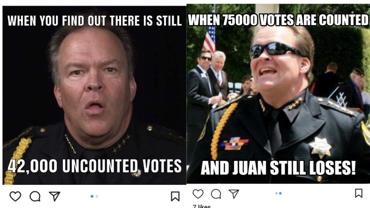 Sceen snap of post on the Instagram account of Stanislaus County Sheriff Adam Christianson. About an hour after the post, access to the account was no longer available.