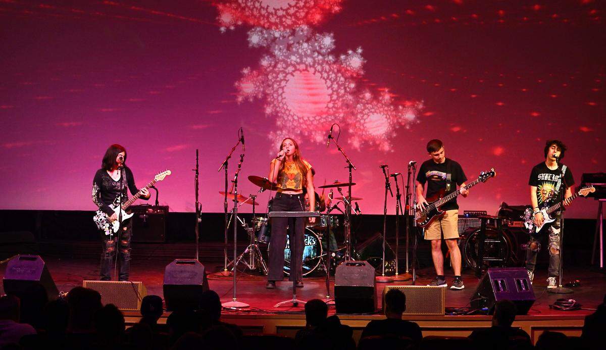 Teen band Rage On A Friday performs during the Modesto Area Music Association’s MAMA awards show at the State Theatre in Modesto, Tuesday, Oct. 15, 2024.