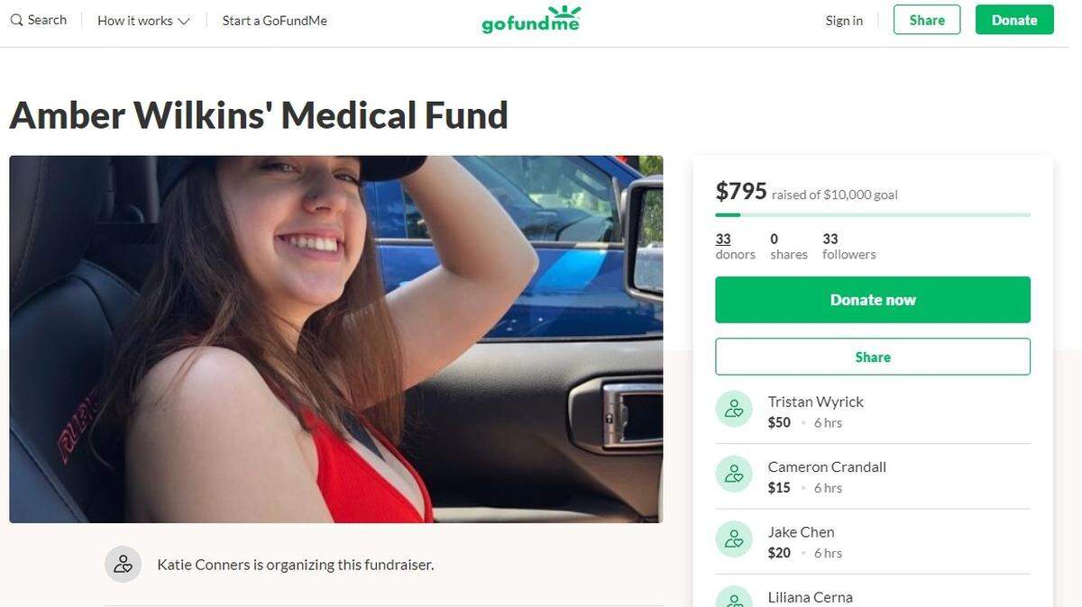 A gofundme page has been set up to help her family pay medical costs for the injuries Amber Wilkins, 19, of Modesto suffered when she fell from the Jeep Wrangler she was driving on Scenic Drive in Modesto on Saturday night, Sept. 14, 2019.