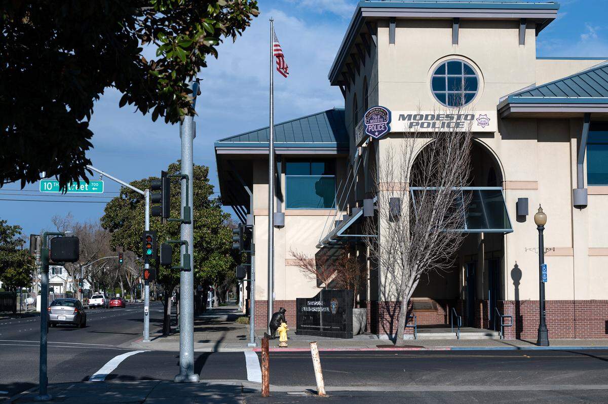 Modesto Police Department building in Modesto, Calif., Saturday, Feb. 11, 2023.