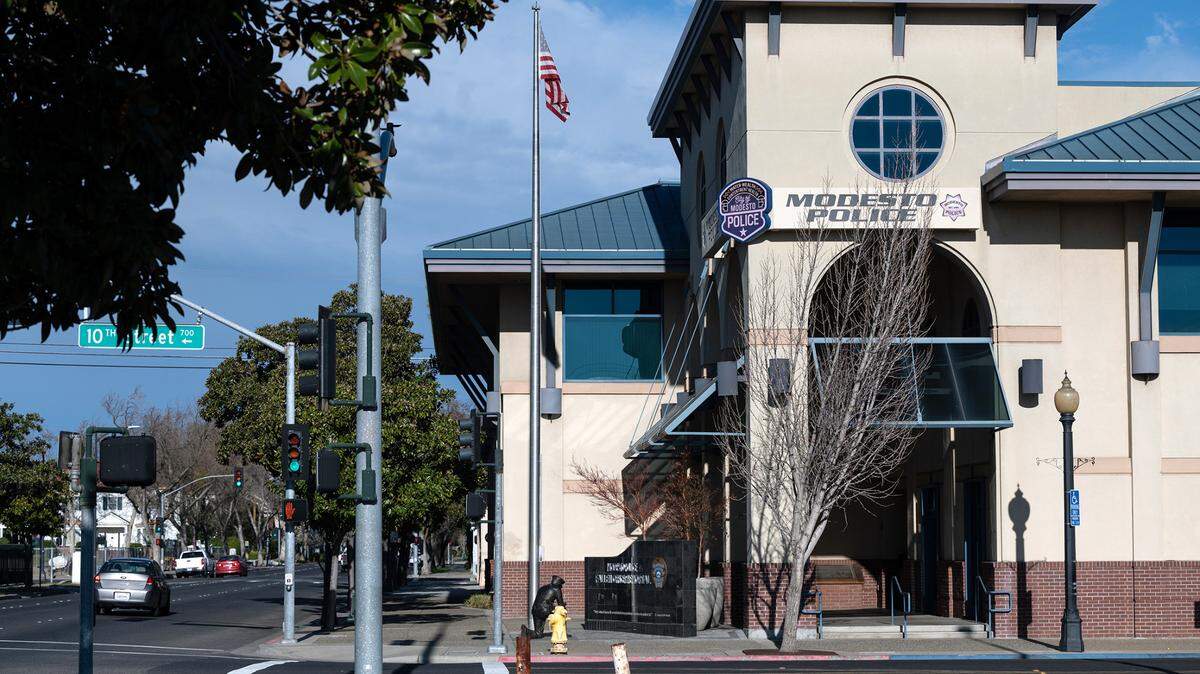 Modesto Police Department building in Modesto, Calif., Saturday, Feb. 11, 2023.