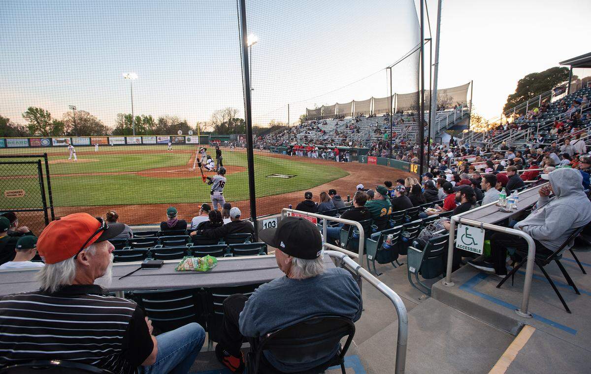 The Modesto Nuts played their first home game of the season against the San Jose Giants at John Thurman Field in Modesto, Calif., Tuesday, April 11, 2023.