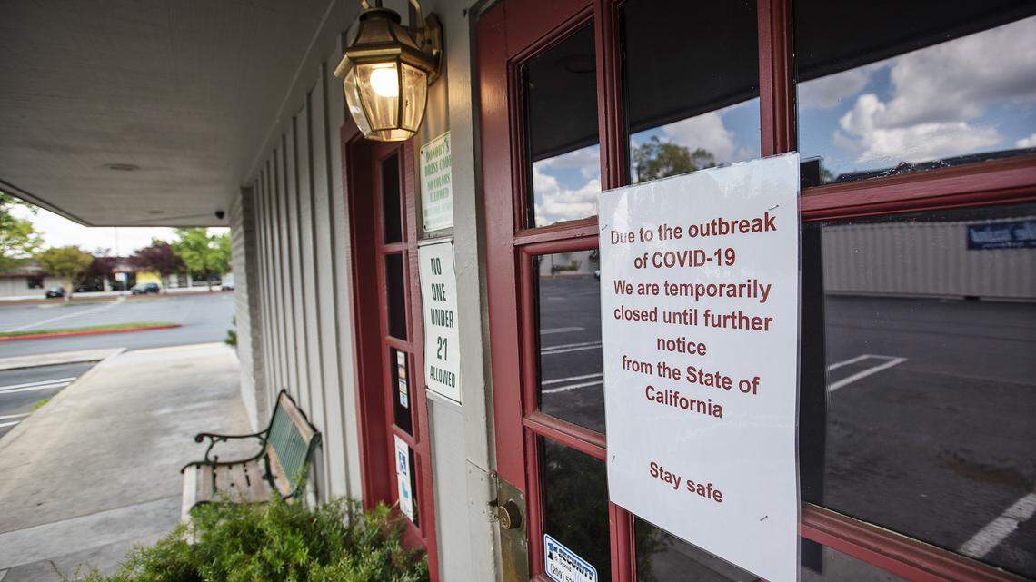 Donoby’s Bar in Modesto, Calif., on Thursday, March 19, 2020. The bar in Modesto’s Century Center is closed due to the coronavirus.