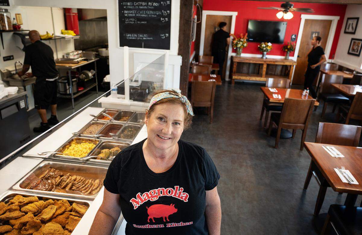 Magnolia Southern Kitchen owner Trace Tedde-Vega in Modesto, Calif., on Tuesday, July 6, 2021.