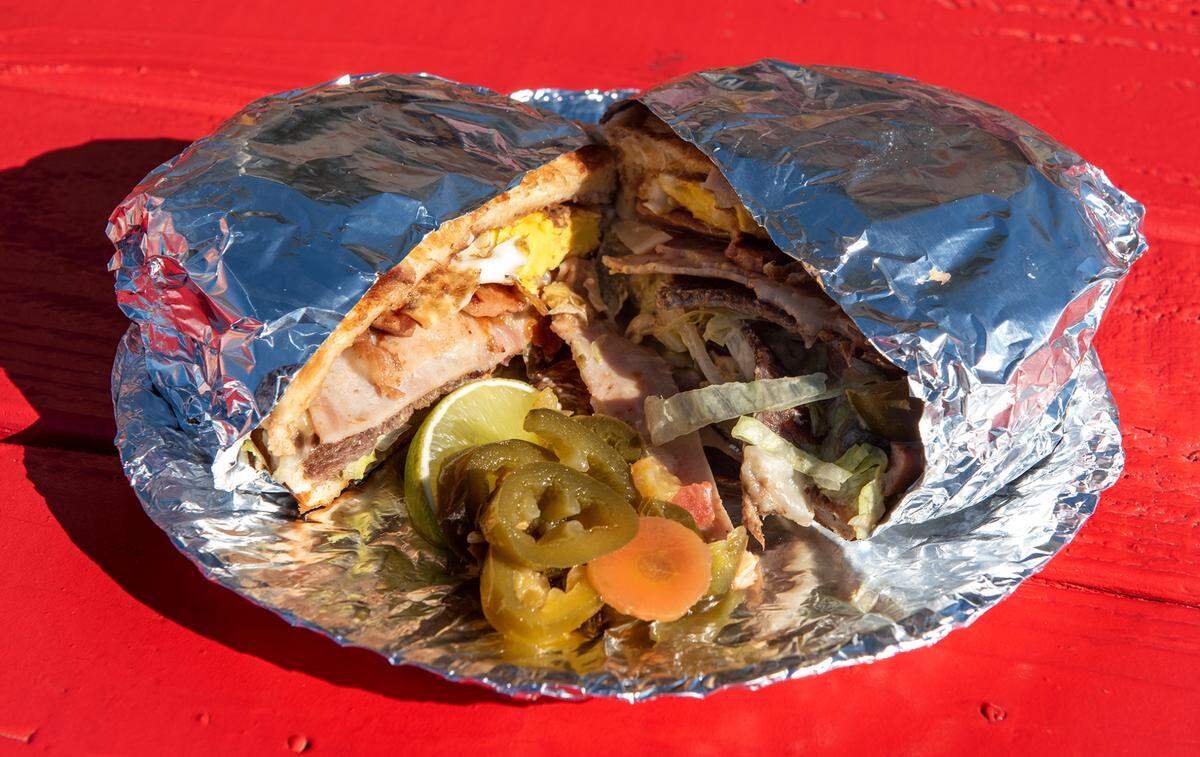 Torta Cubana from TK at La Placita food truck park on 9th Street in Modesto, Calif., Tuesday, Dec. 13, 2022.