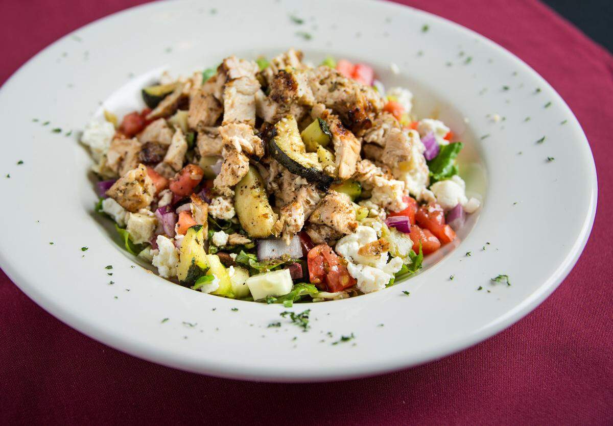 The chopped chicken salad from Papapolloni Mediterranean Bistro, which will also be on the menu of its owner David Alonso’s new downtown Modesto restaurant D’Forno Cucina.