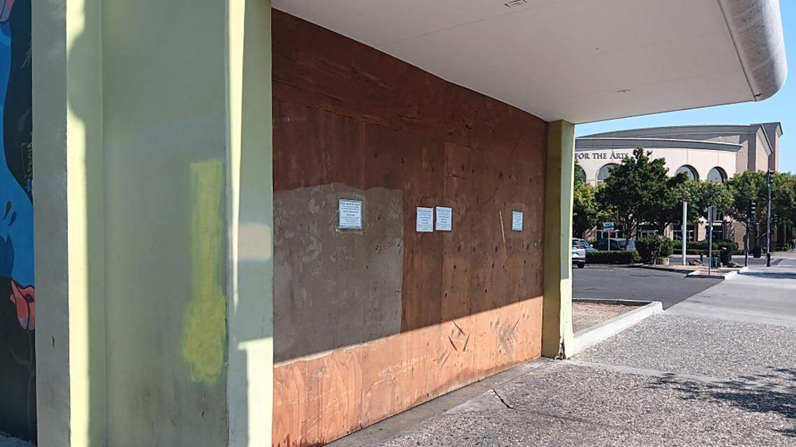 The Chartreuse Muse was hit by a vandal Sept. 16. Photographed in Modesto, Calif., Friday, Sept. 22, 2023.