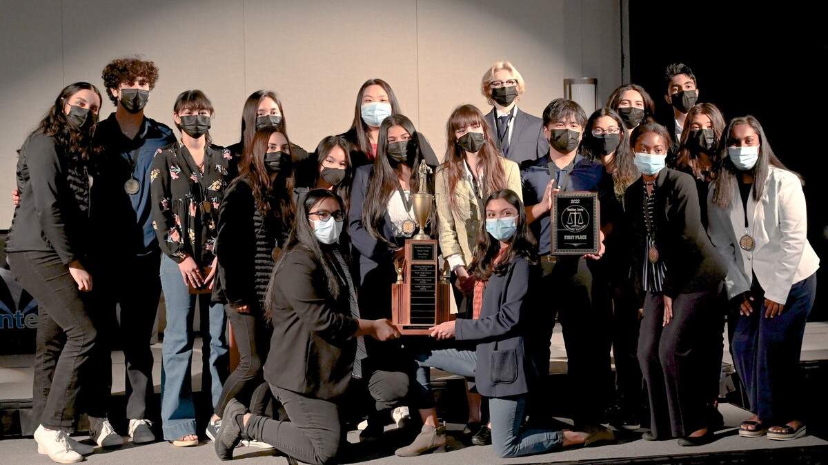 The team from Modesto High School won the Mock Trial competition for Stanislaus County on Feb. 15, 2022.