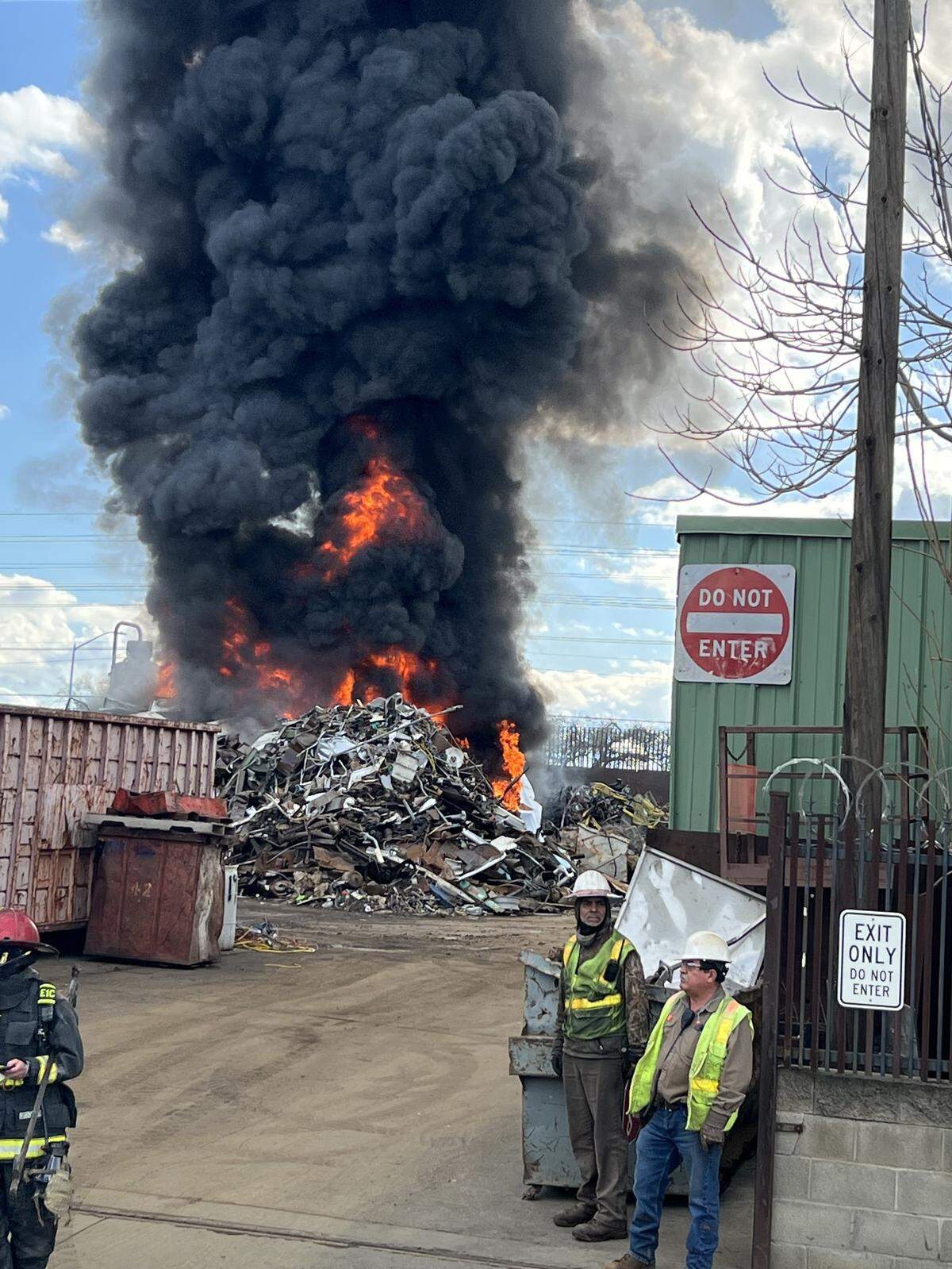 Modesto Fire Department responded to a junk pile that caught fire on 9th Street around 3 p.m. on March 7, 2023.