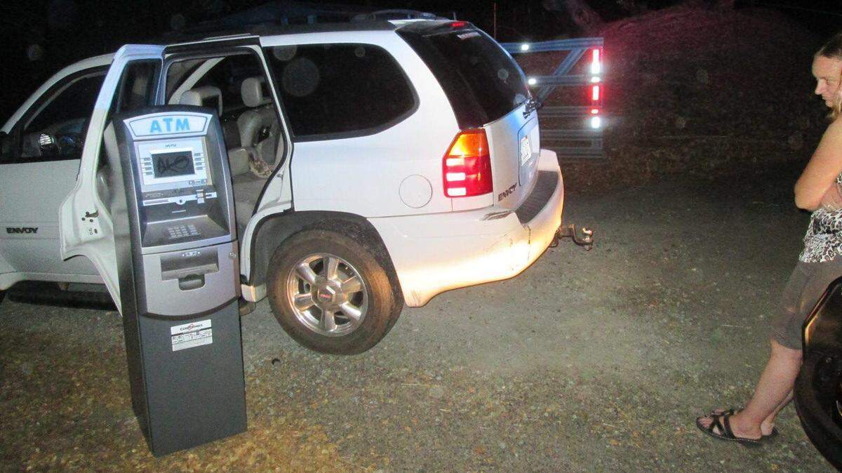 A traffic stop along Rawhide Road in Jamestown, California early Monday (Aug. 20, 2018) led to the discovery of methamphetamine and an ATM stolen from a gas station.
