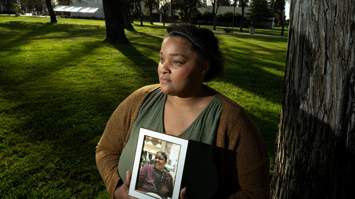 Tammica Gipson, a grad student at California State University, Stanislaus, working on her master’s degree, is pictured Thursday, Feb. 26, 2026. Gipson created an anti-bias training for medical workers inspired by end-of-life treatment her mother, DeAnn Hawkins, received.