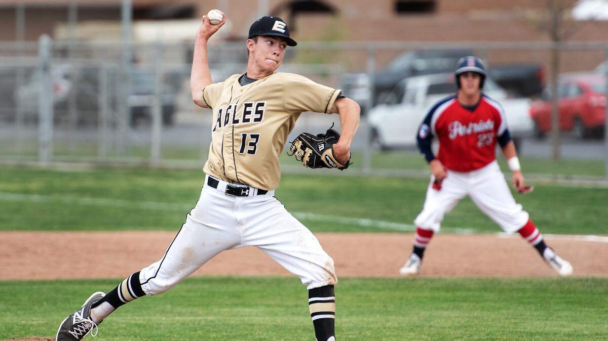 Enoch pitcher Tanner Shears during the Modesto Metro Conference game with Beyer at Enoch High School in Modesto, Calif., on Wednesday, April 5, 2017.