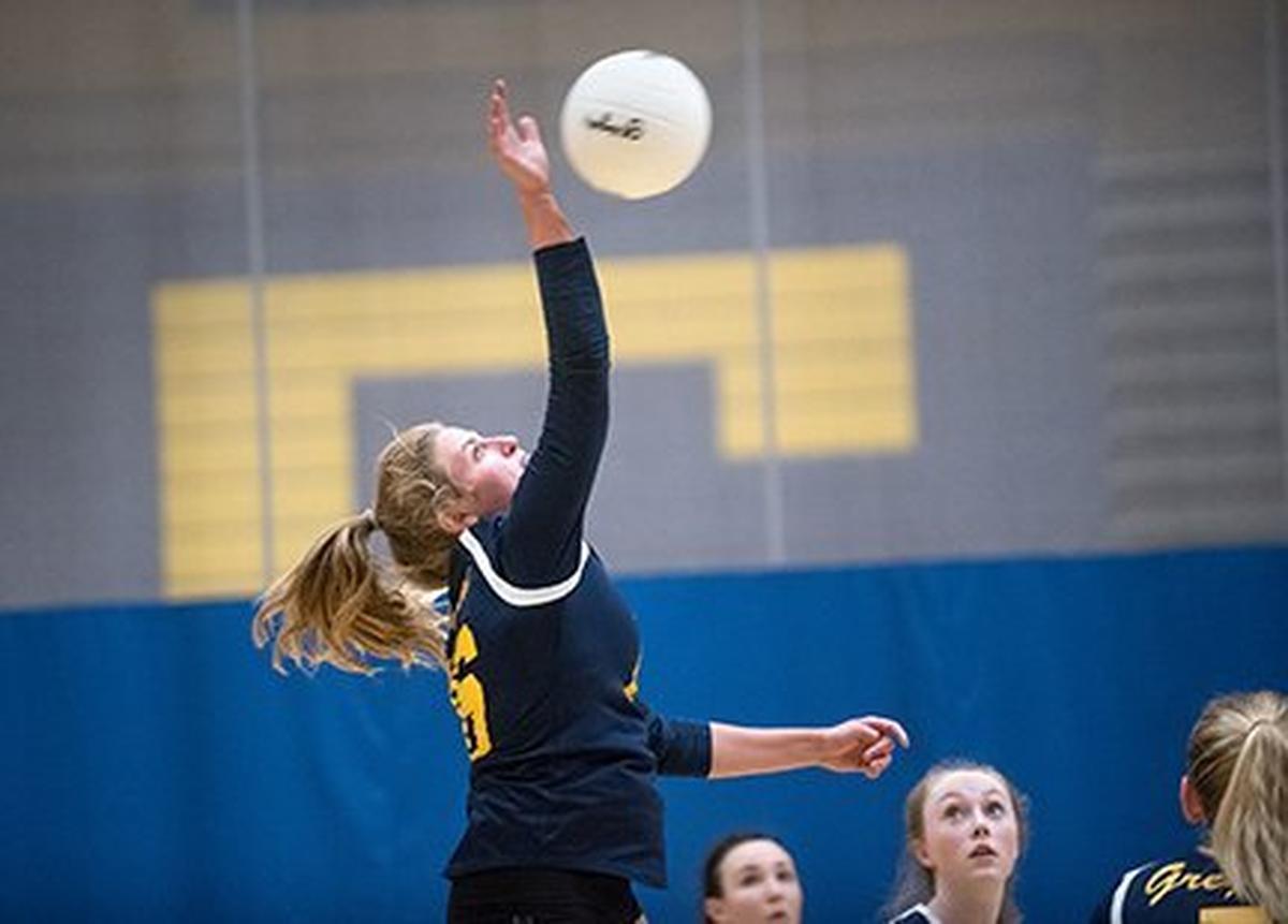 Gregori’s Mara Semone spikes the ball during Tuesday’s match with Central Catholic in Salida, Calif., August 21, 2018.