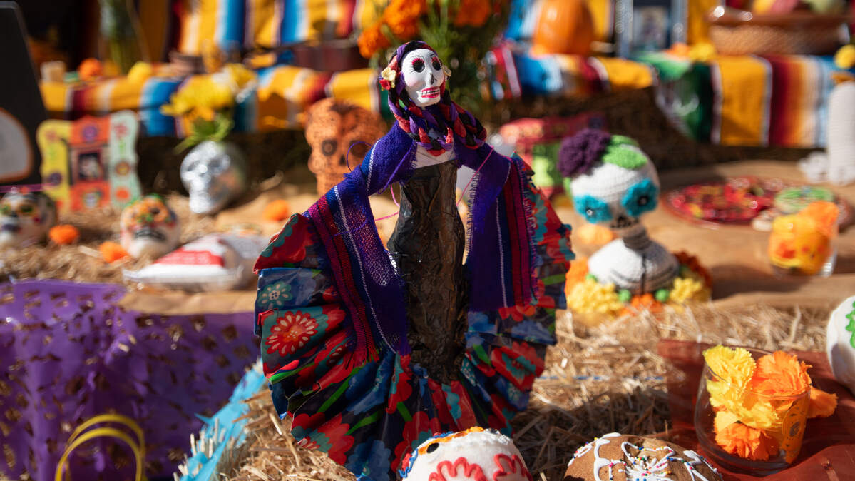 A memorial alter at the Dia de los Muertos celebration at Fairview Park in Modesto, Calif., Saturday, Oct. 29, 2022.