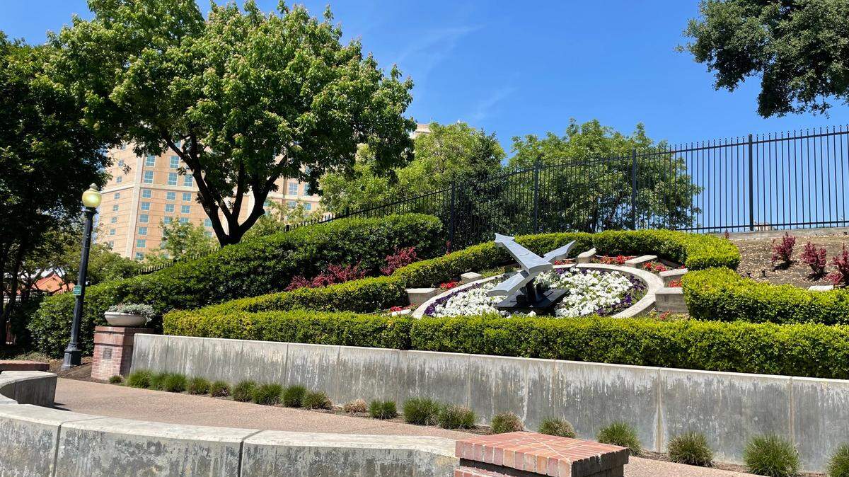 The downtown flower clock in front of Modesto Centre Plaza on Wednesday, April 30.