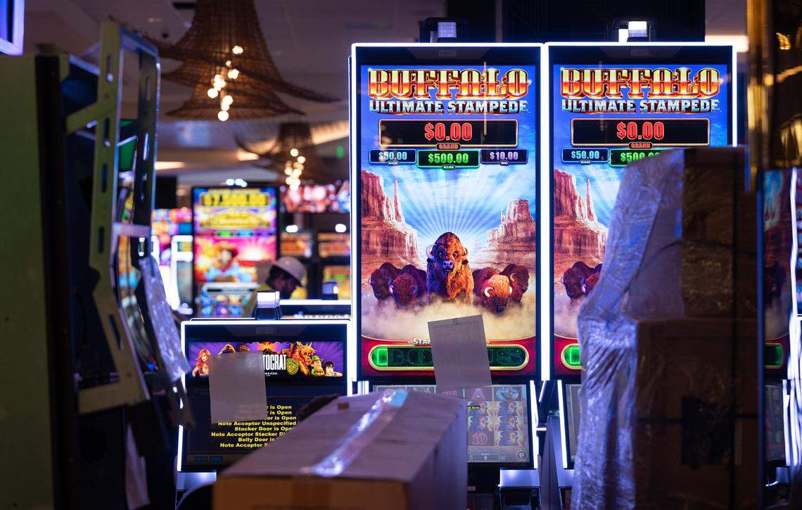 Gaming machines are being installed at Chicken Ranch Casino Resort in Jamestown, Calif., Tuesday, July 2, 2024.