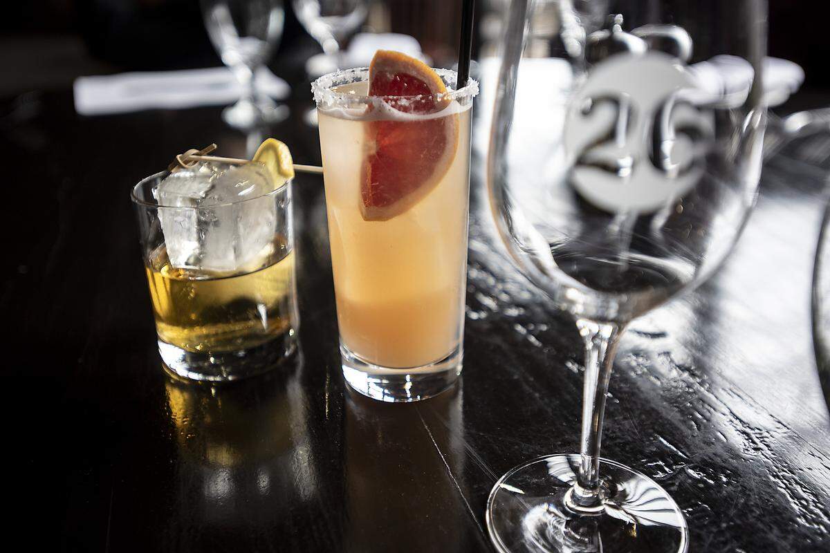 Whiskey and a Paloma cocktails at Table 26 restaurant in Turlock, Calif., on Thursday, Jan. 16, 2020. The restaurant closed at the start of this week for some minor renovations and plans to reopen in early February.