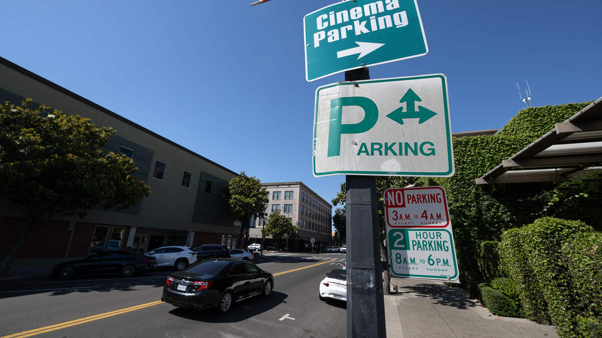 Two-hour parking on J Street in Modesto, Calif., Friday, May 12, 2023.