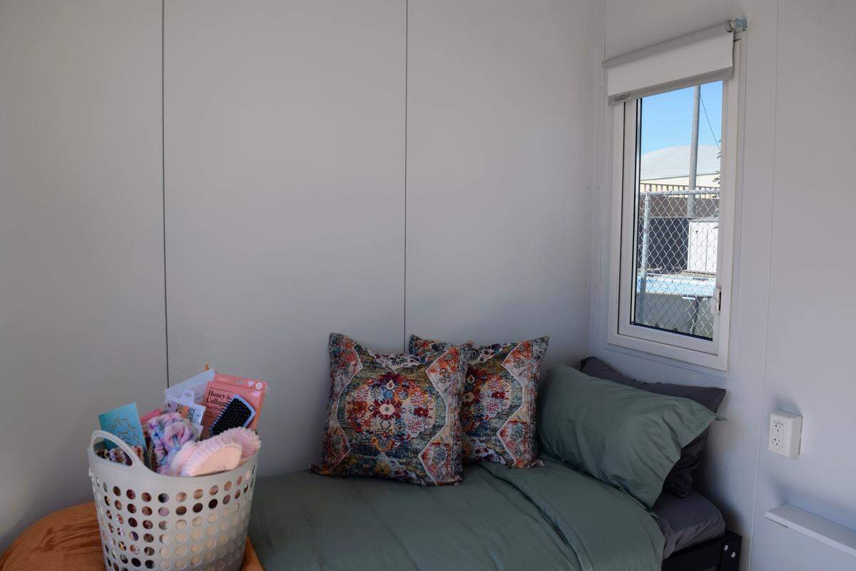 Grace Gardens, a 12-unit tiny home community, offers people experiencing homelessness a place to regain privacy and independence, pictured Aug. 15, 2025.