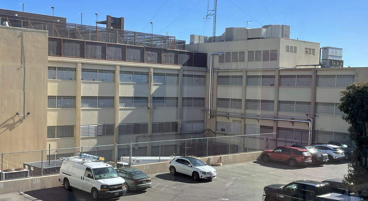 The former Stanislaus County Jail seen from a corridor in the still-functioning main courthouse in June 2025.