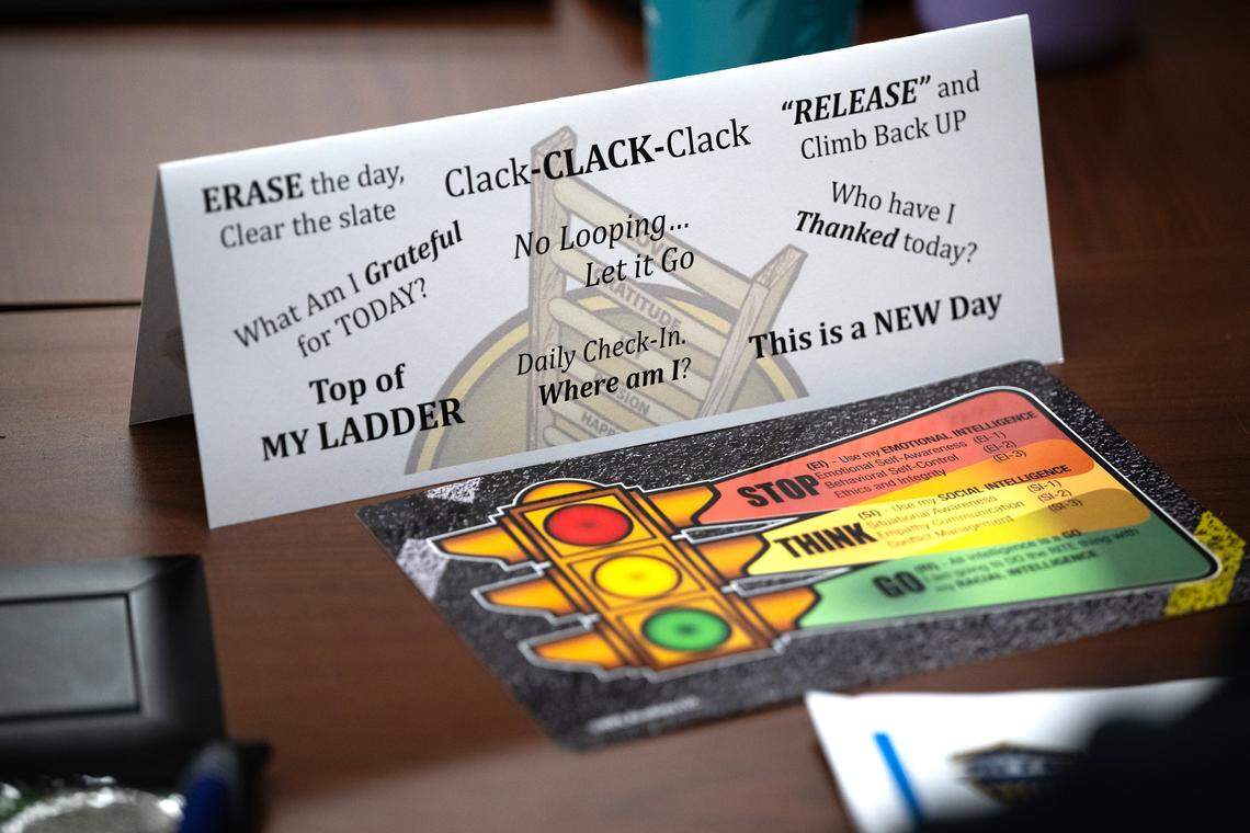 RITE Academy materials used in emotional intelligence training at the Stanislaus County Sheriff’s Training Center in Modesto, Thursday, Aug. 14, 2025.