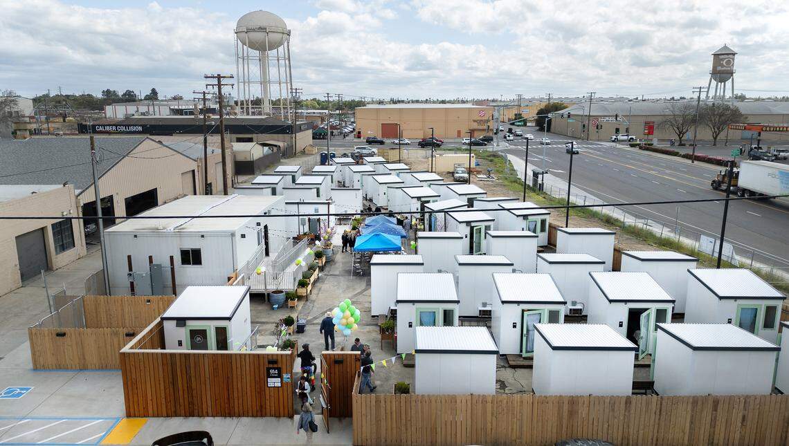 Dignity Village, a 42-unit bridge housing project on Ninth Street, was opened during a ceremony in Modesto on Thursday, March 27, 2025. The first residents will start moving into the complex this weekend.