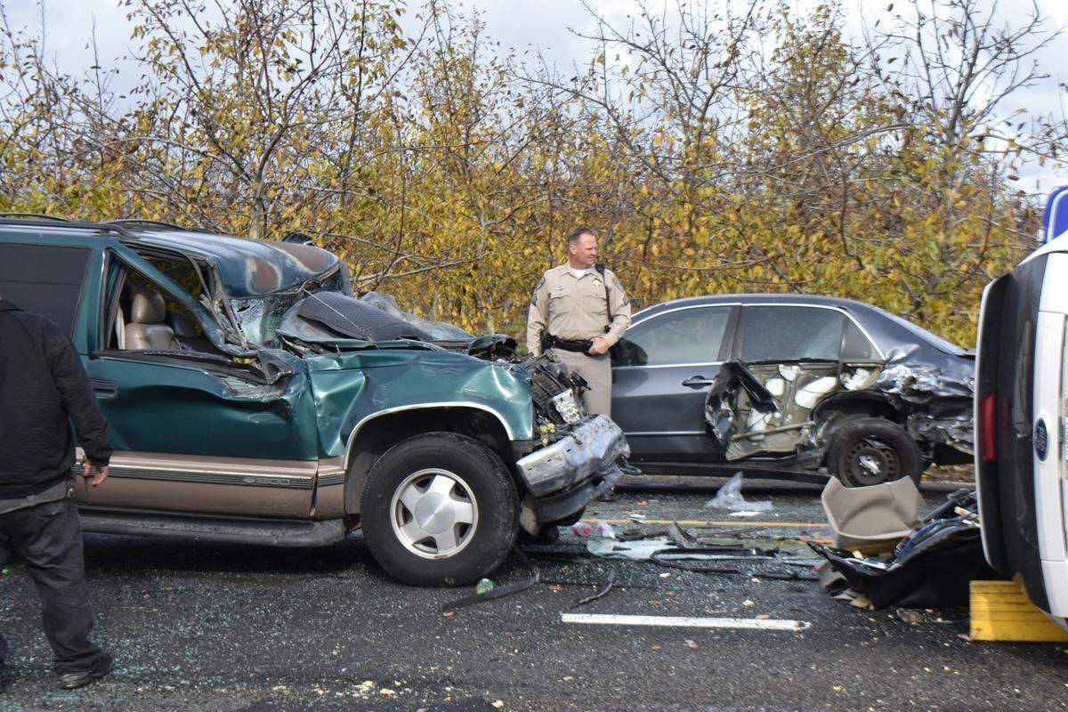 A female driver was killed and another suffered major injuries in a crash involving two SUVs and a sedan on Patterson Road at Skittone Road outside of Modesto on Tuesday morning, Dec. 14, 2021.