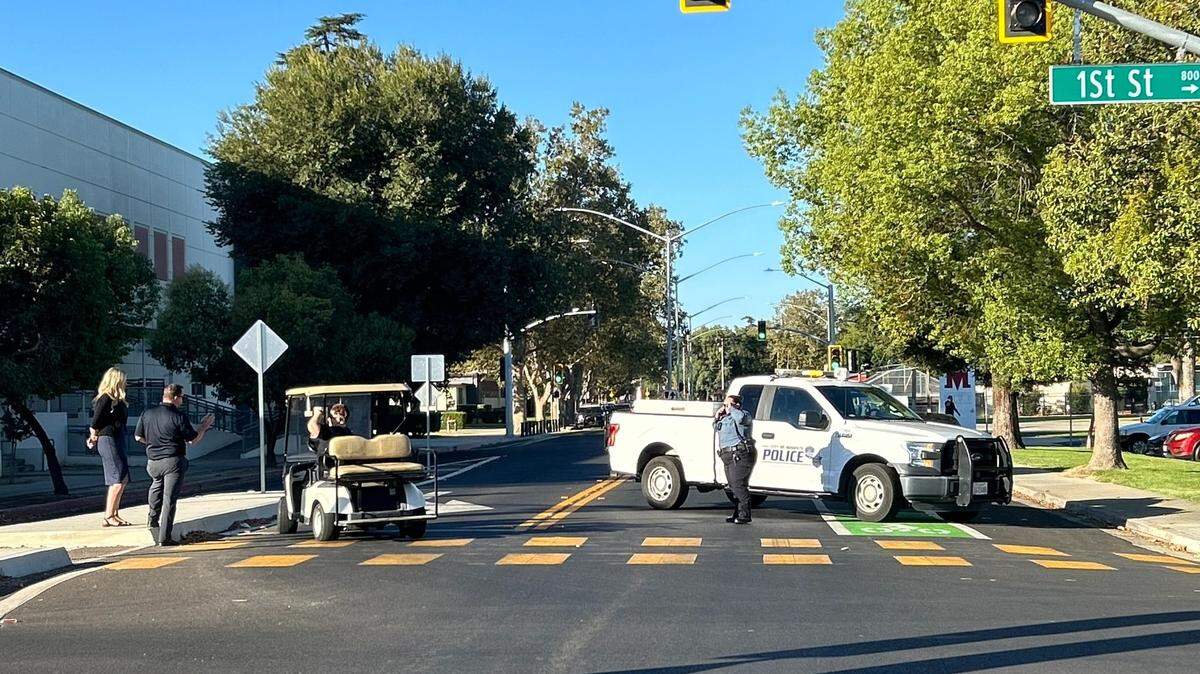 Police respond to a bomb threat at Modesto High School on Thursday morning, Sept. 12, 2024.
