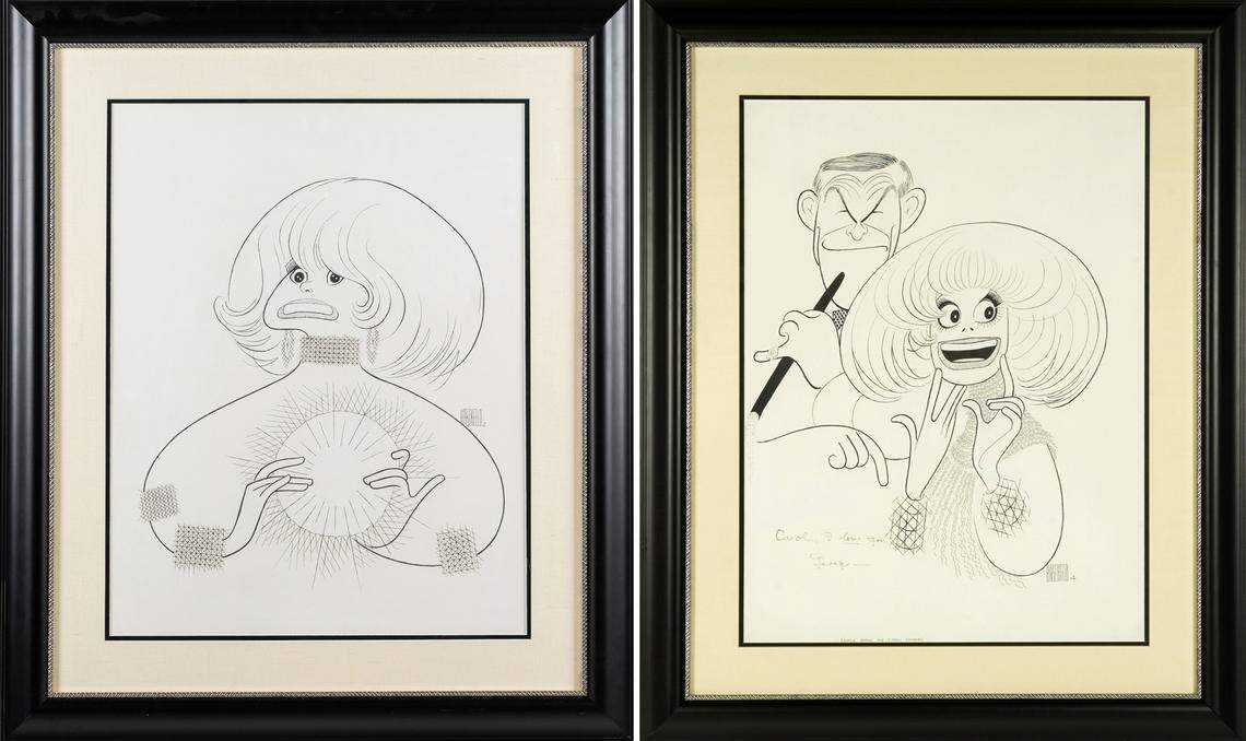 Two drawings by famed caricature artist Al Hirschfeld are part of the estate auction for late Broadway icon Carol Channing, who lived in Modesto for close to a decade.