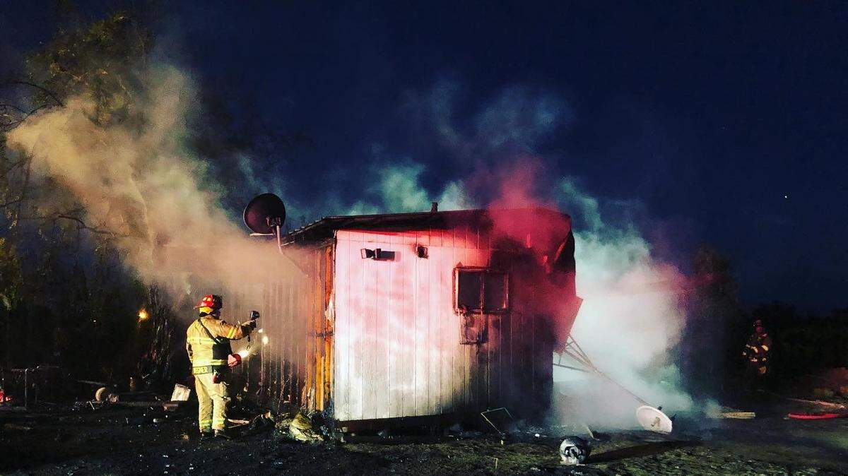 One person was found dead inside a mobile home that burned on North Prairie Flower Road west of Turlock on Sunday morning, July 12, 2020.