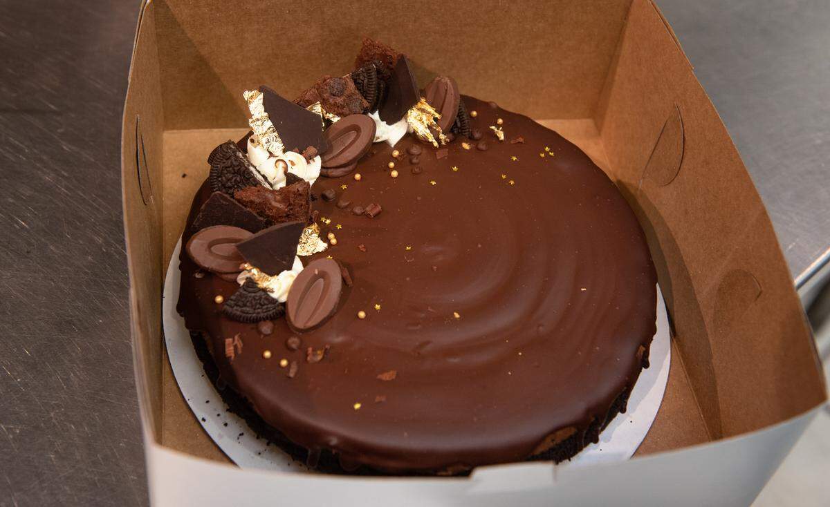 Chocolate cheese cake at Food Fix Butcher & Baker in Modesto, Calif., on Friday, Feb. 25, 2022. The owners Hank and Ashley Olson are taking over the former Barkin’ Dog restaurant space to build a new bakery.