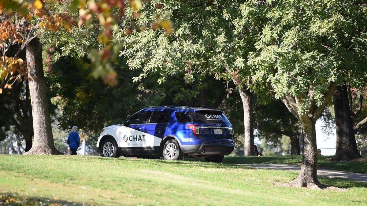 The Community Health and Assistance Team responds to a call at Davis Park in Modesto, Calif., on Nov. 3, 2021.