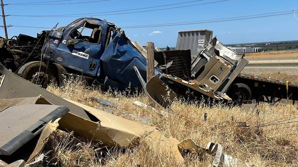 A Detroit man died Tuesday, June 8, 2021, after the big rig he was driving overturned on Interstate 5, the California Highway Patrol said.