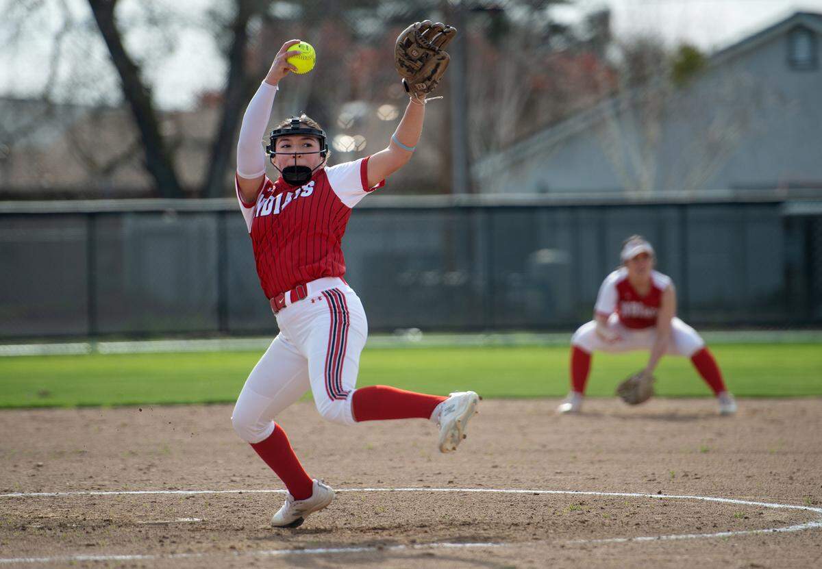 Ripon’s Kharime Caratachea delivers a pitch during the non-league game with Big Valley Christian in Ripon, Calif., Friday, March 17, 2023.