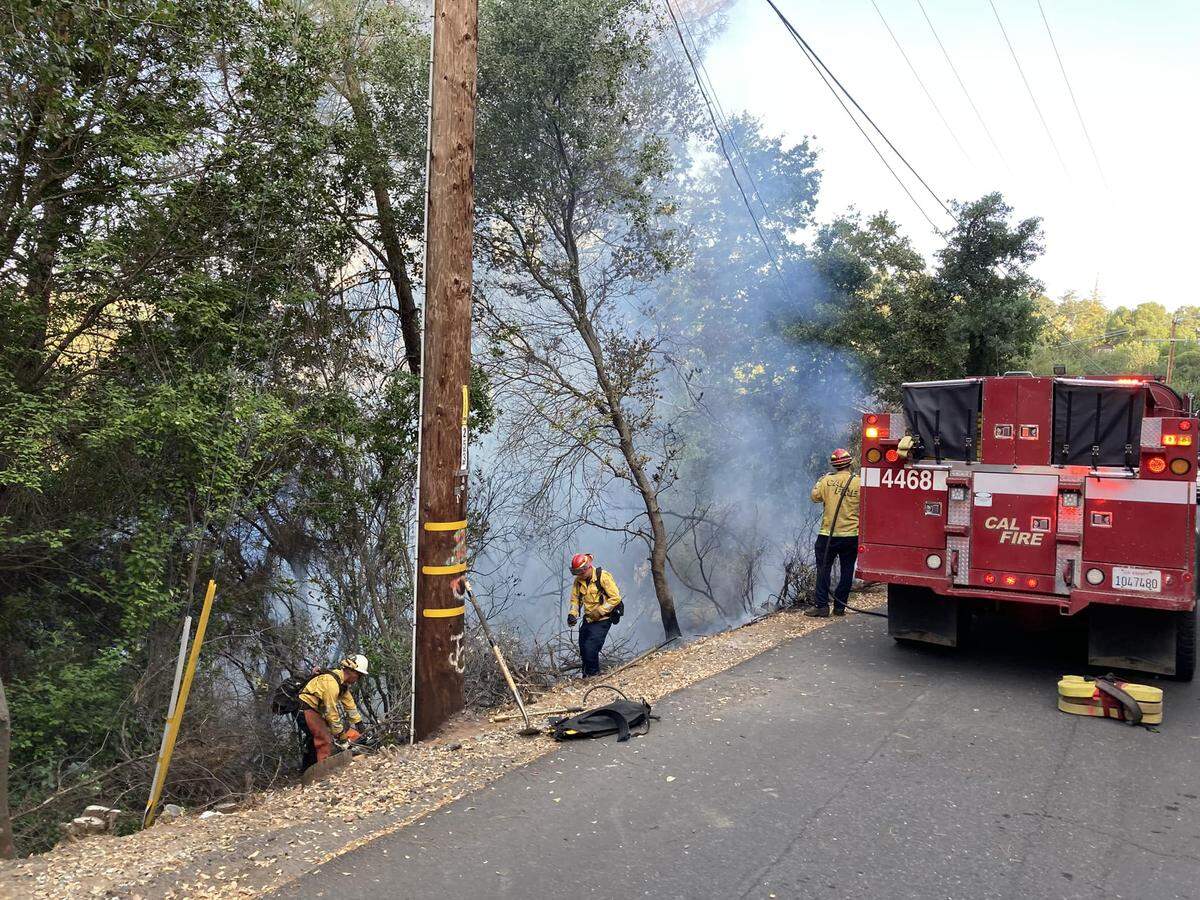 The Sonora Police Department posted on Facebook on Tuesday morning, July 18, 2023, this vegetation fire on the 300 block of Lyons Street. Four homes were evacuated as a precaution.