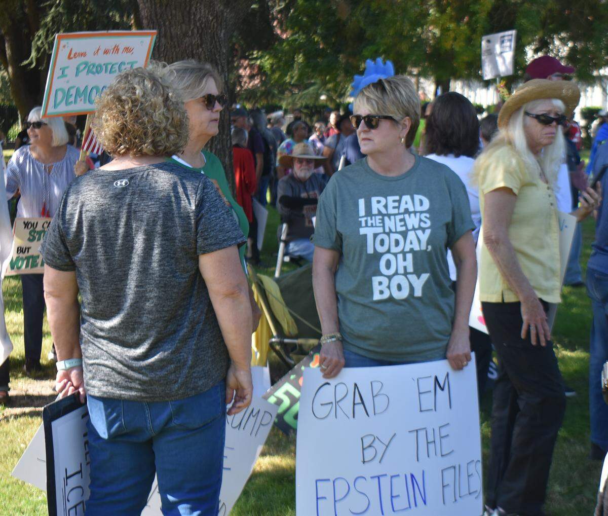 The second No Kings rally in Modesto this year was held in Standiford Park on Tokay Avenue in Modesto, Calif., on Saturday, Oct. 18, 2025.