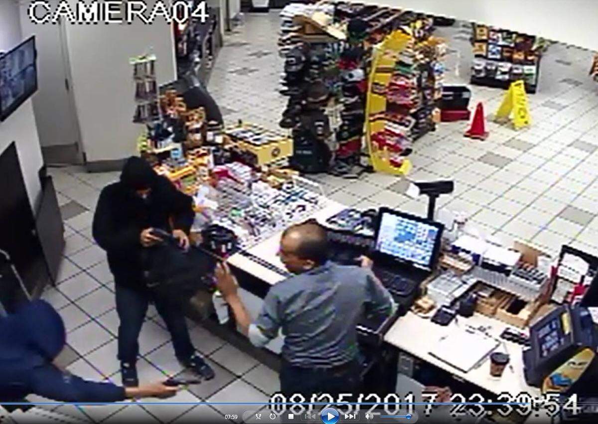 Two males shown robbing Diamond Gas & Mart on Yosemite Boulevard at South McClure Road in Modesto also are suspected in the robbery of the Frontier Town General Store at Tully Road and Standiford Avenue less than an hour earlier on Aug. 25.