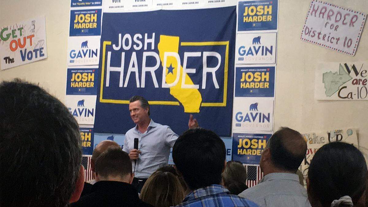 Candidate for governor Gavin Newsom made a stop at Josh Harder’s campaign office in Modesto, Calif. on Monday November 5, 2018.