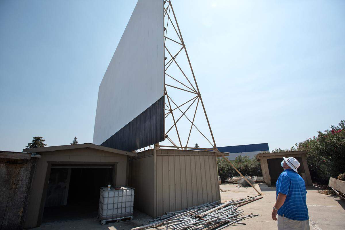 Mark Stotzer is working to re-open the Ceres Drive-In theater in Ceres, Calif., on Friday, Sept. 4, 2020.