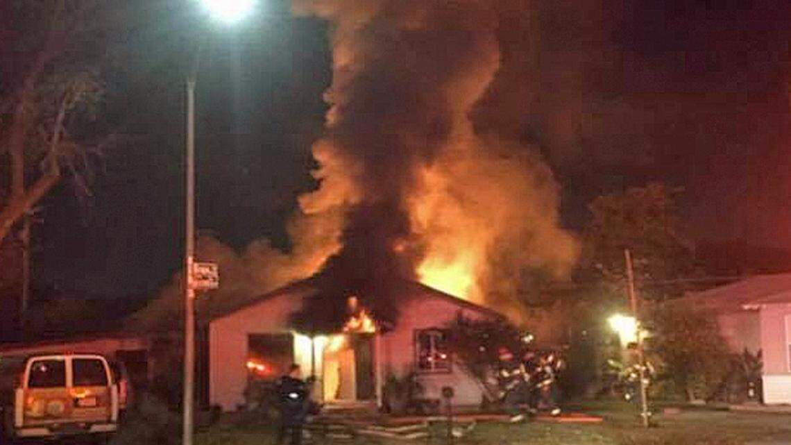Scene from a home in the 1300 block of Grape Avenue, where a fire displaced nine people on Sunday, Dec. 10, 2017, in Modesto, California.