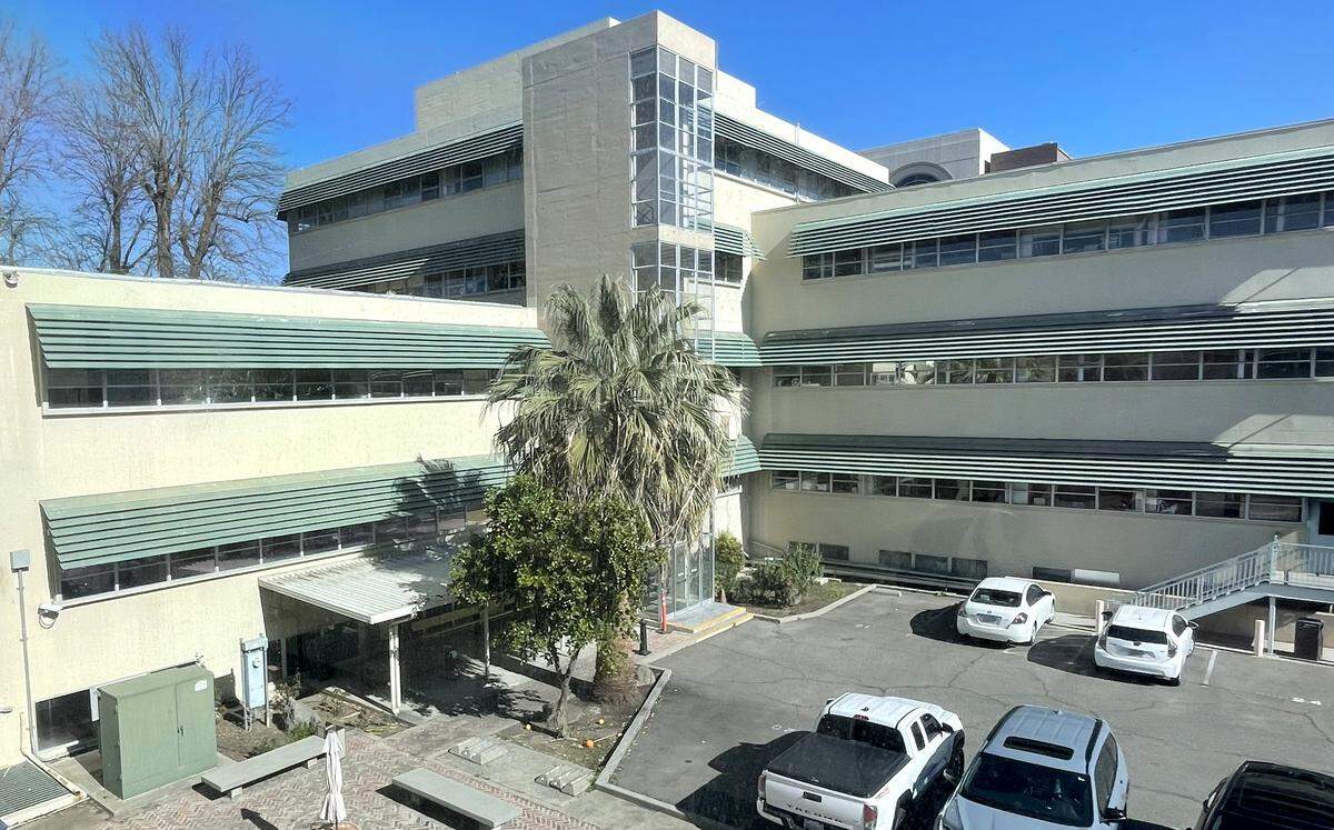 The Stanislaus County Hall of Records seen from a corridor in the main courthouse in June 2025.