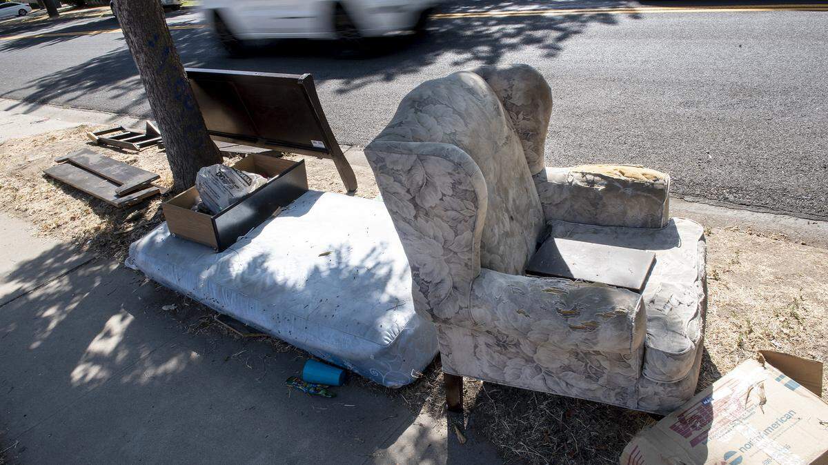 Illegal dumping on Carver Road in Modesto, Calif., Thursday, Sept. 5, 2019.