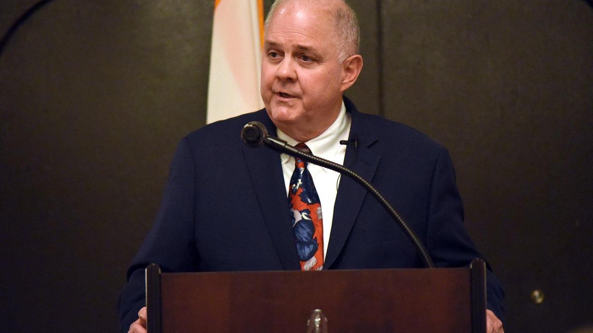 Modesto’s Mayor Ted Brandvold gives the State of the City address Wednesday May 8, 2019 at Modesto Centre Plaza in downtown Modesto, Calif.