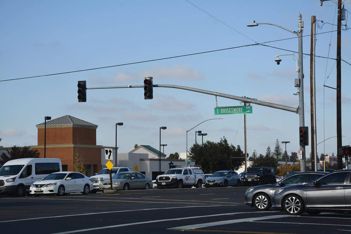 The intersection of Briggsmore and McHenry avenues in Modesto, Calif. Dec. 4, 2023.