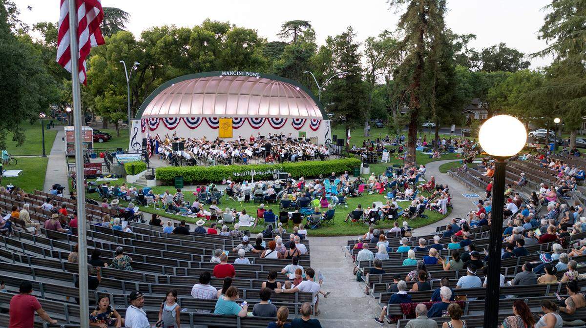 Season finale of the Modesto Band of Stanislaus County, MoBand, at Mancini Bowl in Graceada Park in Modesto, Calif., Thursday, July 11, 2024. 
