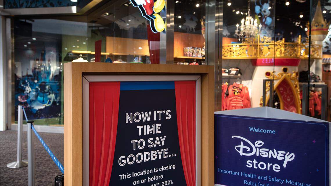 The Disney store at Vintage Faire Mall in Modesto, Calif., on Tuesday, Aug. 24, 2021. The Disney stores at the Vintage Faire Mall in Modesto and Fashion Fair in Fresno will close as part of the entertainment giant’s shift to more online sales.