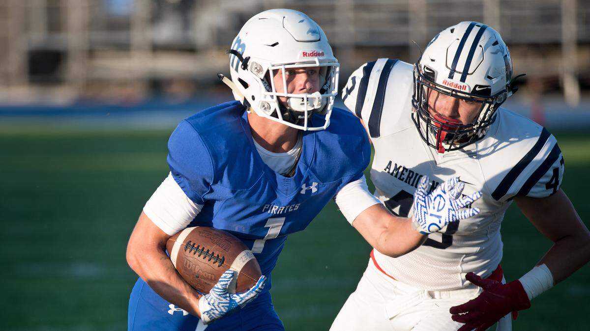 MJC’s wide receiver Kane Rodgers runs for a gain during the game with American River College at  Modesto Junior College in Modesto, Calif., on Saturday, Sept. 22, 2018. 